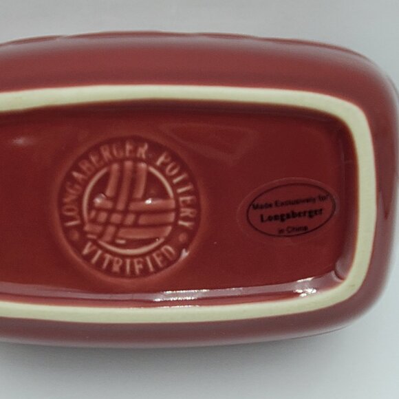 Longaberger Pottery Paprika Dash Bowl Small Rectangular Snack Dish - Picture 5 of 5